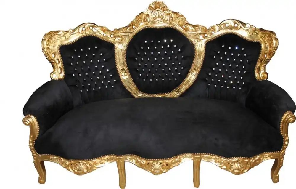 Jetzt Kaufen Casa Padrino Barock Sofa "King" Schwarz/Gold mit Bling Bling Glitzersteinen