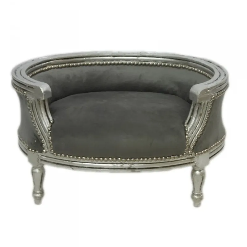 Casa Padrino Barock Hunde & Katzen Sofa Grau /Silber Hundebett & Katzenbett Günstig