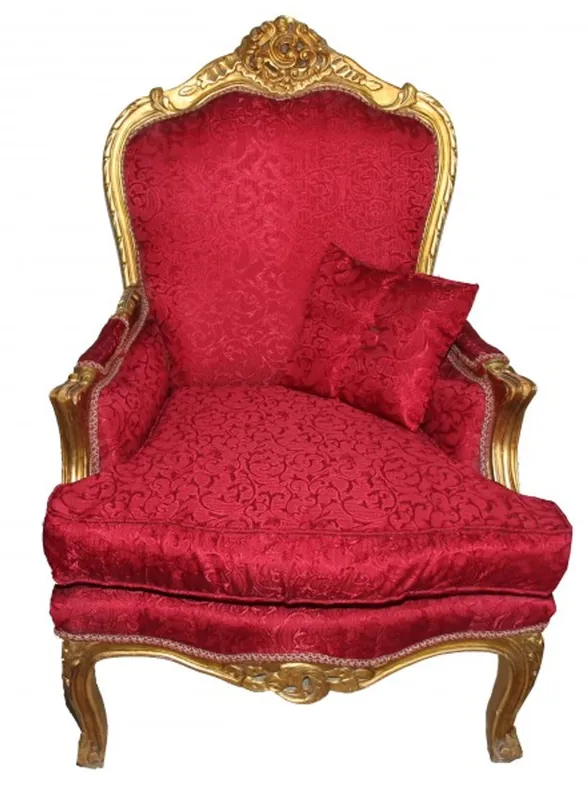 Neu Im Sortiment Casa Padrino Barock Sessel Rot Muster /Gold - Antik Stil Möbel