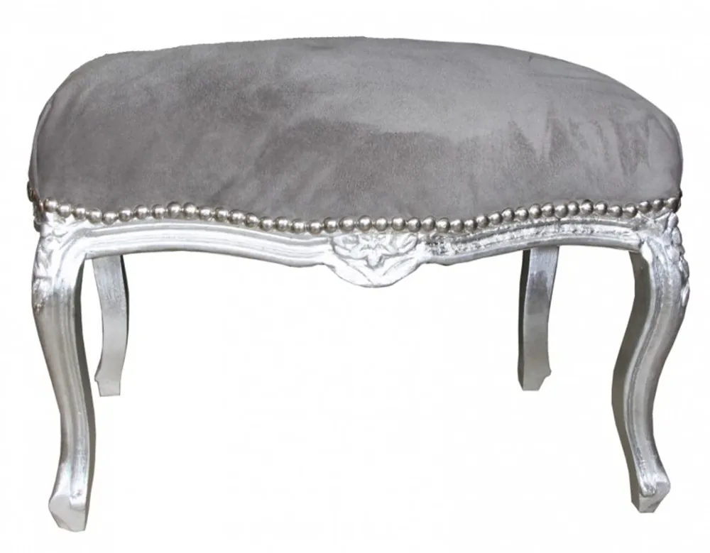 Casa Padrino Barock Sitzhocker Medium Grau / Silber - Antik Stil Möbel - Hocker Neue Kollektion