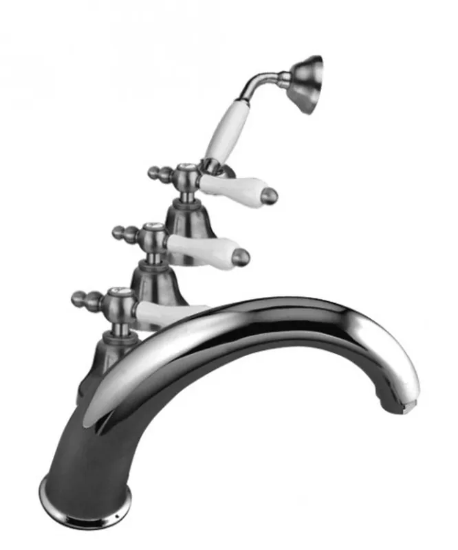 Luxus Bad Zubehör - Jugendstil Retro 5 Loch Wannen Kombination Chrom Serie Milano - Made in Italy - Nostalgisch Antik Stil Finale Aktion