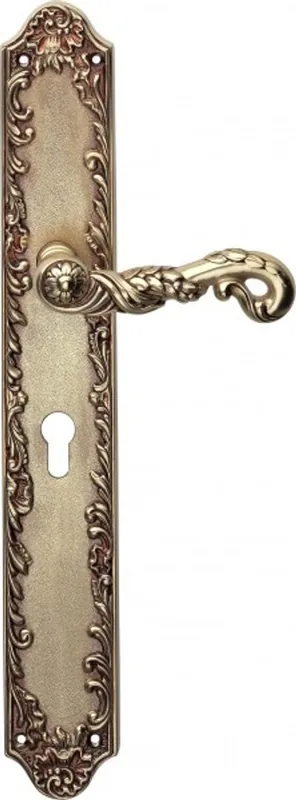 Casa Padrino Luxus Jugendstil Türbeschlag mit Schutzgarnitur Türdrücker Milano Messing Massiv - French Gold Top-Preis