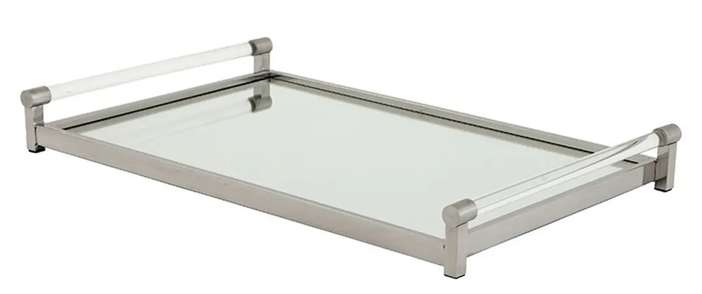 Casa Padrino Luxus Tablett Rechteckig Massiv Spiegel Oberfläche Edelstahl Massiv vernickelt 36 x 36 cm - Luxury Collection - 5 Sterne Gastronomie Einrichtung Sichere Zahlung