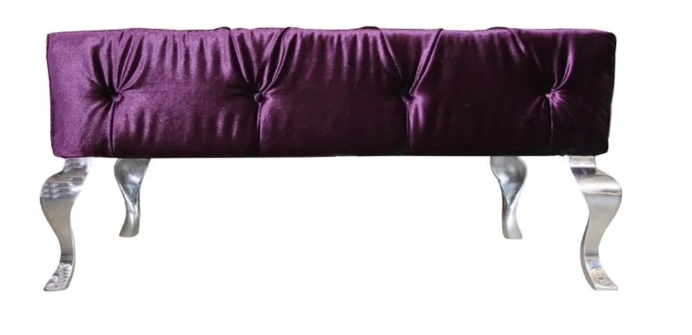 Neu Im Sortiment Casa Padrino Luxus Barock Sitzhocker Lila / Silber - Designer Sitzbank - Hocker - Luxus Qualität