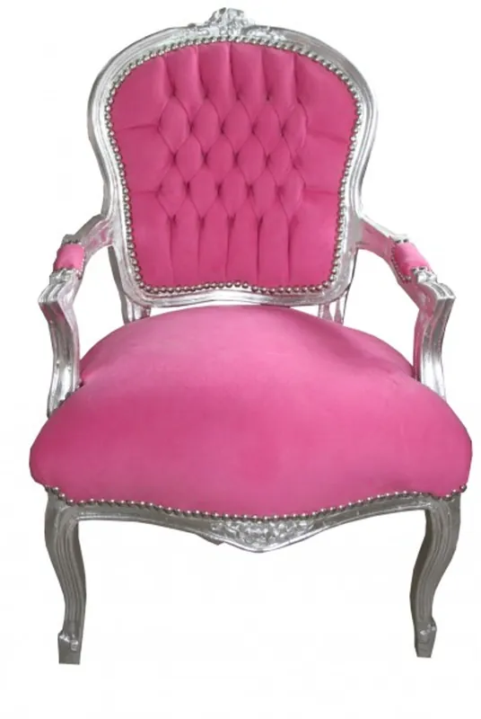 Online Kaufen Casa Padrino Barock Salon Stuhl Mod1 Rosa / Silber - Antik Design