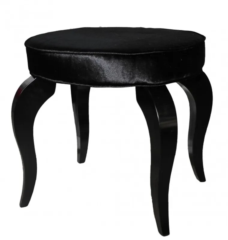 Casa Padrino Barock Sitzhocker Schwarz / Schwarz - Designer Rundhocker - Luxus Qualität Bestpreis