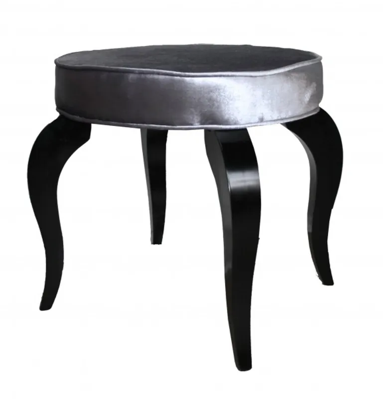 Casa Padrino Barock Sitzhocker Grau / Schwarz - Designer Rundhocker - Luxus Qualität Garantierte Lieferung