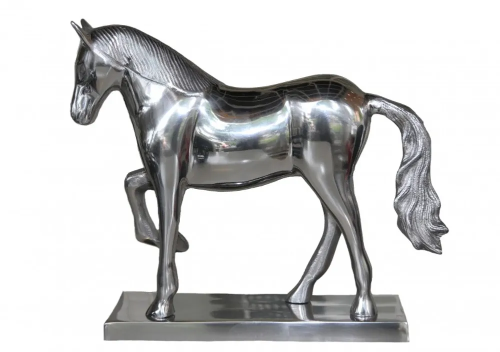 Meistverkauft Casa Padrino Luxus Figur Pferd auf Sockel, Silber, B 35 cm, H 30,5 cm - Massive Skulptur - Edel & Prunkvoll