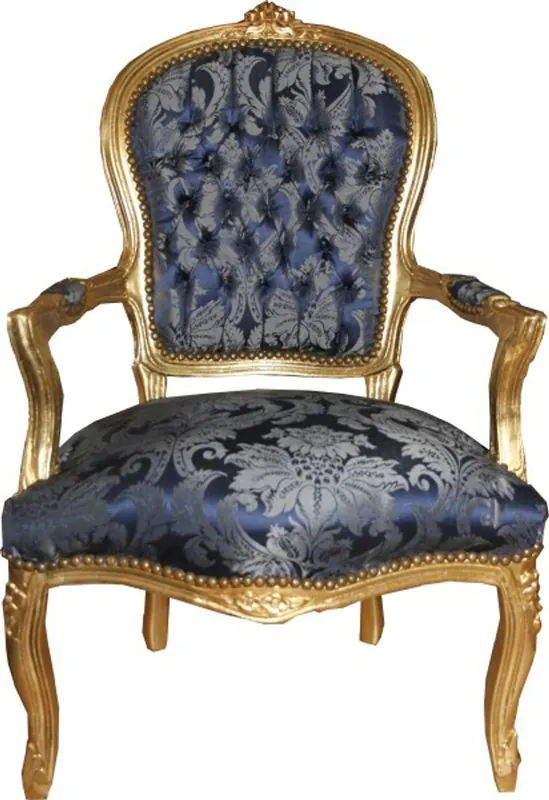Jetzt Kaufen Casa Padrino Barock Salon Stuhl Royal Blau Muster / Gold - Möbel Lounge Hotel