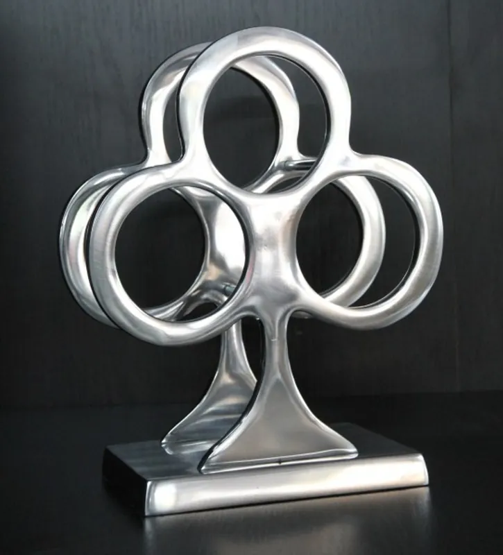 Casa Padrino Designer Weinregal aus poliertem Aluminium für 3 Flaschen H 32 cm, B 26 cm, T 15 cm - Flaschenhalter - Flaschenablage Aktuell