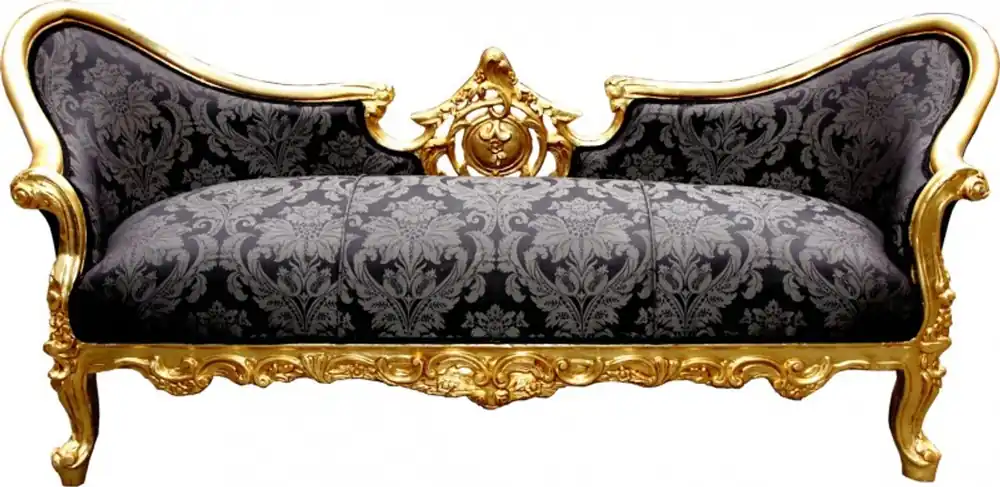 Casa Padrino Barock Sofa Vampire Schwarz Muster / Gold - Möbel Expressversand