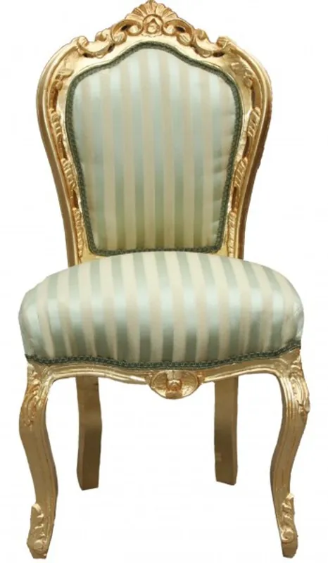 Jetzt Kaufen Casa Padrino Barock Esszimmer Stuhl Grün / Creme Streifen / Gold