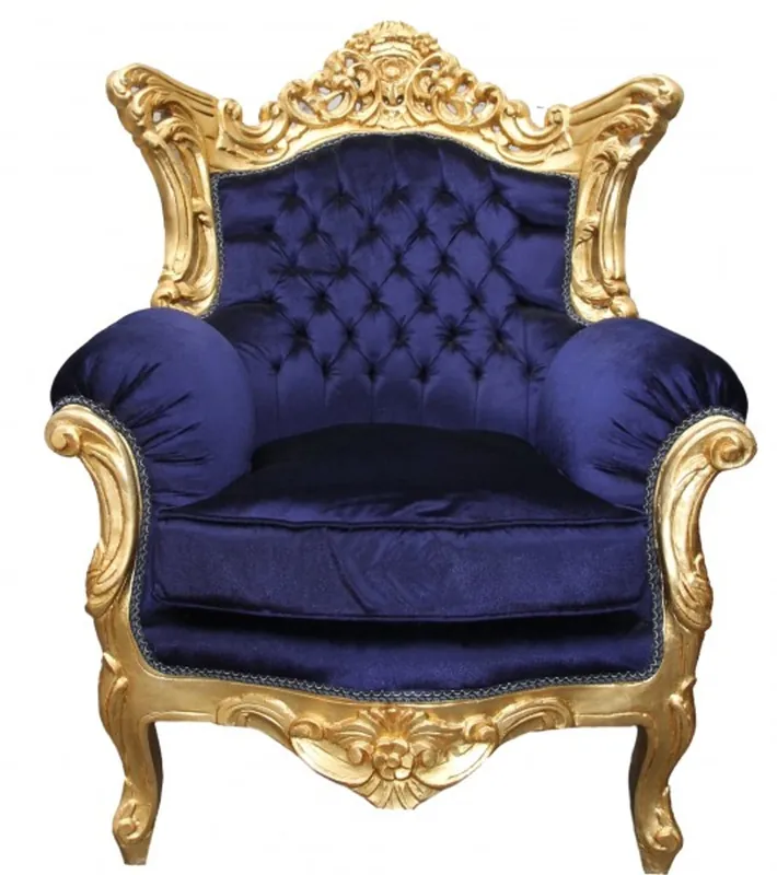 Zertifiziert Casa Padrino Barock Sessel "Al Capone" Mod2 Royalblau/Gold