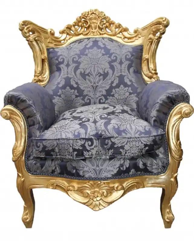 Schnäppchen Casa Padrino Barock Sessel "Al Capone" Mod2 Royal Blau Muster / Gold