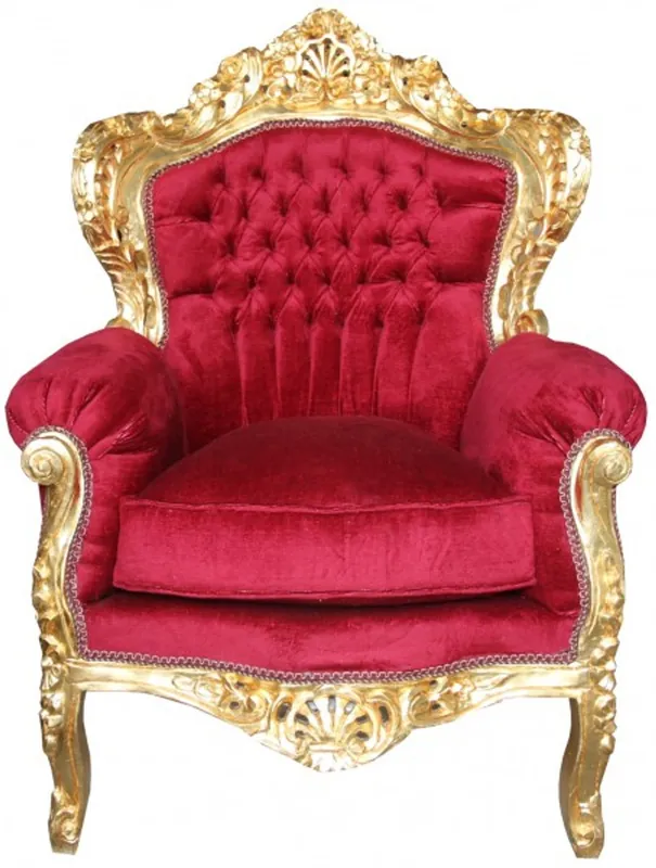 Neue Ware Casa Padrino Barock Sessel Bordeaux Rot / Gold Möbel Antik Stil