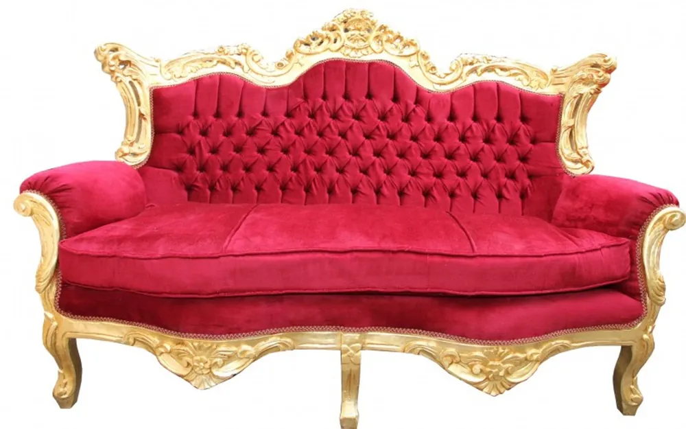 Casa Padrino Barock 2er Sofa Master Bordeaux Rot / Gold Mod2 - Wohnzimmer Möbel Loung Couch Top-Seller