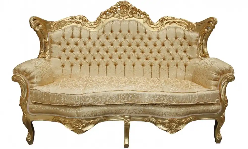 Casa Padrino Barock 2er Sofa Master Gold Muster / Gold 2Mod- Wohnzimmer Couch Möbel Lounge Top-Angebot