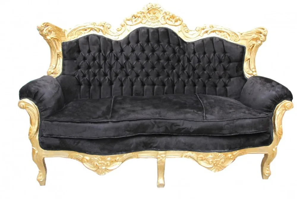 Knallerangebot Casa Padrino Barock 2er Sofa Master Schwarz / Gold - Wohnzimmer Couch Möbel Lounge