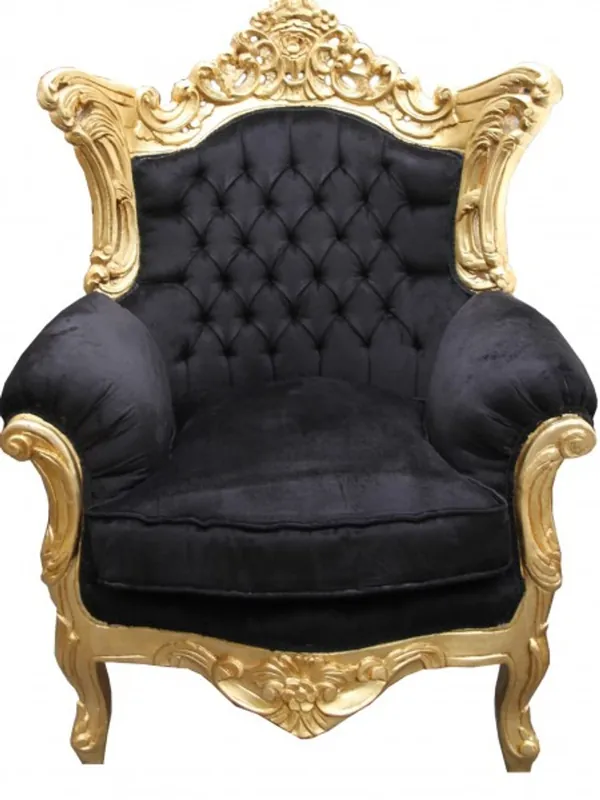 Geprüft Casa Padrino Barock Sessel "Al Capone" Mod 2 Schwarz / Gold Möbel Antik Stil