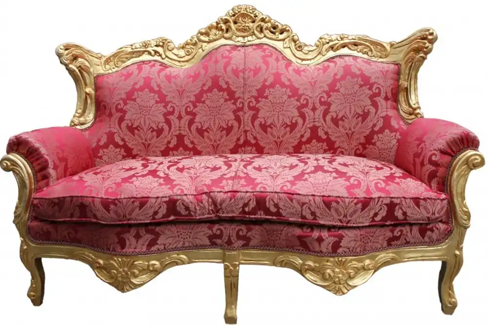Casa Padrino Barock 2er Sofa Master Bordeaux Muster/ Gold 2Mod - Wohnzimmer Couch Möbel Lounge Neu