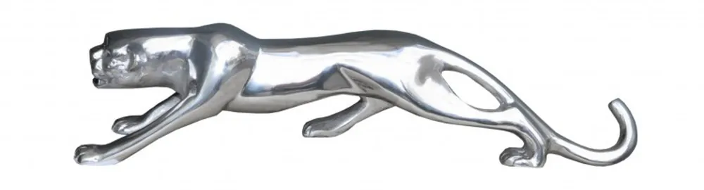 Casa Padrino Designer Panther aus poliertem Aluminium B 61 cm, H 14.5 cm - Alu Dekoration massive Skulptur Finale Aktion