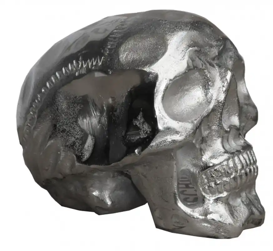 Casa Padrino Totenkopf Skulptur Aluminium 16x 5 x H 13 cm Skull Must-Have