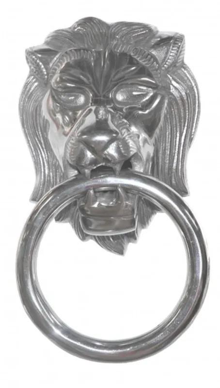 Sichere Zahlung Casa Padrino Designer Löwenkopf Lion Handtuchhalter aus Aluminium vernickelt Höhe: 31 cm, Breite: 17,5 cm, Tiefe: 10 cm - Wandfigur - Handtuchring - WC Bad Dekoration