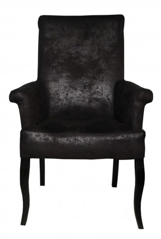 Casa Padrino Esszimmer Stuhl Dunkel Braun / Braun Veloursleder mit Armlehnen - Barock Möbel Billig