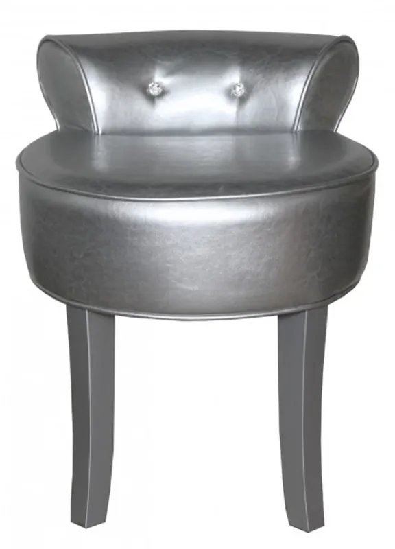 Casa Padrino Designer Hocker Boston Silber / Silber mit Bling Bling Steinen - Barock Schminktisch Stuhl Mega-Angebot