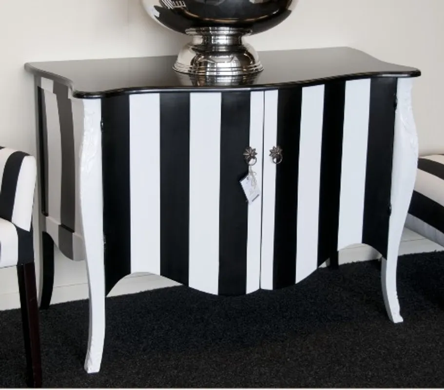 Preiswert Casa Padrino Barock Kommode Schwarz/Weiß Streifen 120cm Mod - Antik Stil Möbel