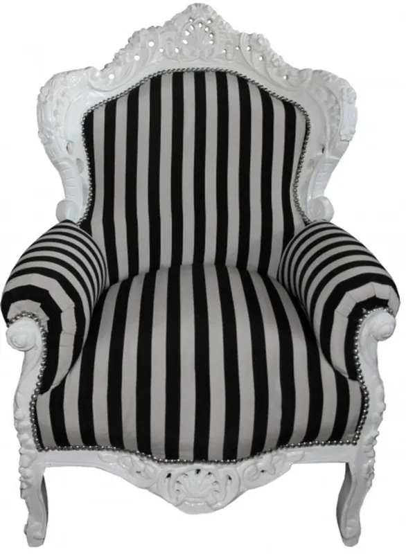 Casa Padrino Barock Sessel "King" Schwarz/Weiß Streifen / Weiß Bestseller
