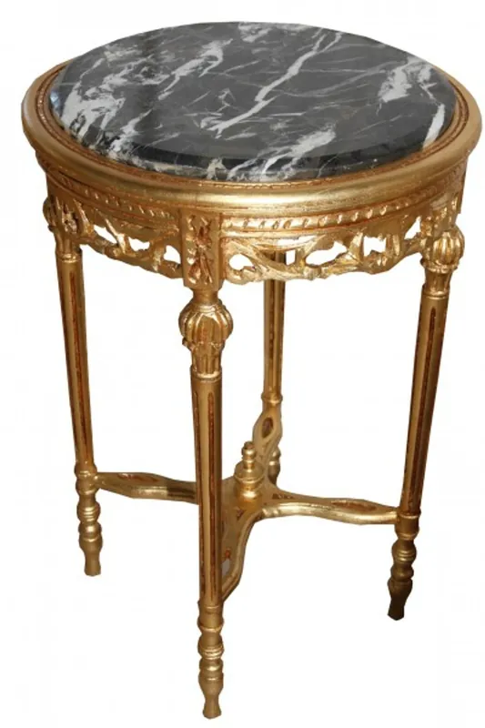 Sonderaktion Barock Beistelltisch Rund Gold ModY16 73 x 47 cm Antik Stil