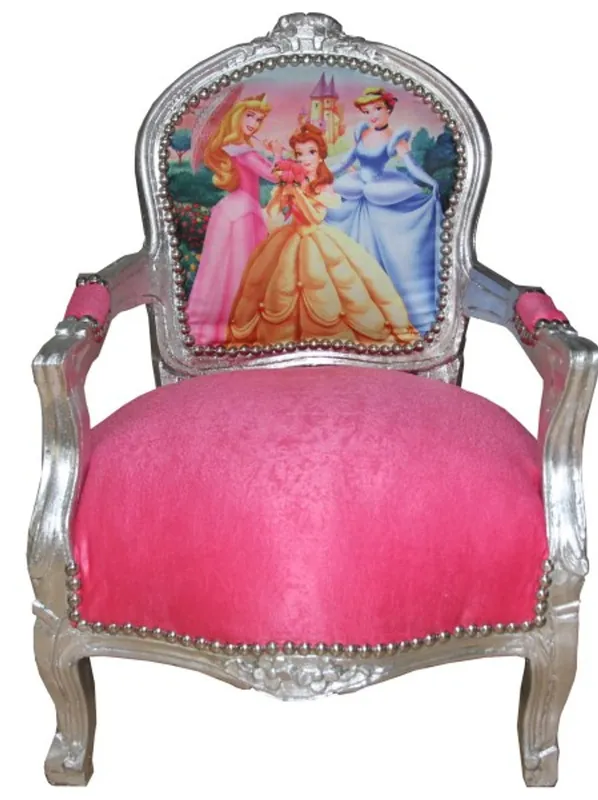 Preis Gesenkt Casa Padrino Barock Kinder Stuhl Rosa/Silber Prinzessin Stuhl - Armlehnstuhl