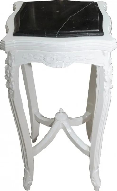 Online Kaufen Casa Padrino Barock Beistelltisch mit Marmorplatte Viereckig Weiss Mod W17 70 x 37 cm - Antik Stil