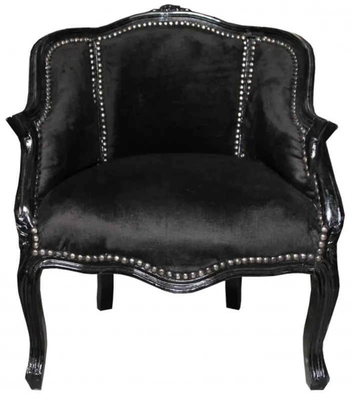 Schnäppchen Casa Padrino Barock Damen Salon Sessel Schwarz/ Schwarz - Möbel Antik Stil