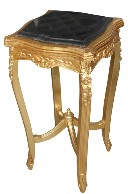 Casa Padrino Barock Beistelltisch mit Marmorplatte Viereckig Gold Mod W18 70 x 37 cm - Antik Stil Must-Have