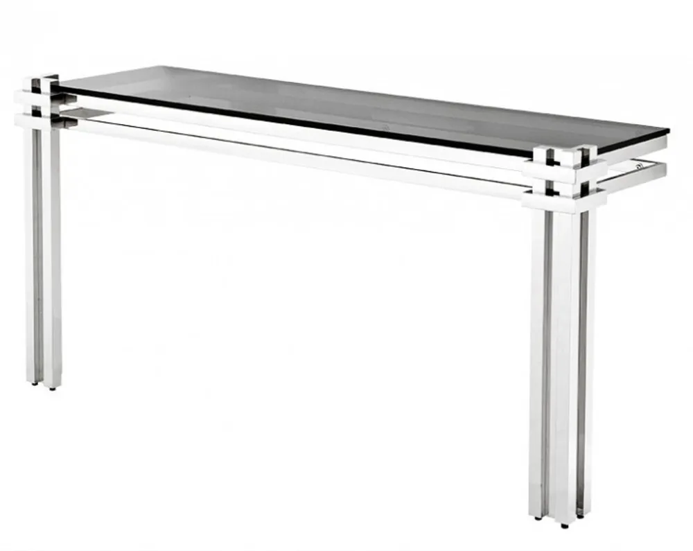Casa Padrino Luxus Konsole Edelstahl / getöntes Glas - Konsolen Tisch - Sekretär Konsole - Telefontisch - Hotel Möbel Aktuell