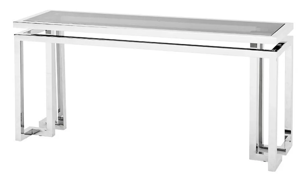 Casa Padrino Luxus Beistelltisch Edelstahl / getöntes Glas 65 x 65 x H. 55 cm - Beistell Tisch - Telefontisch - Hotel Möbel - Wohnzimmer Sonderaktion
