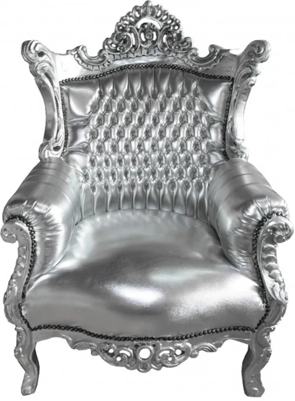 Angebot Casa Padrino Barock Sessel Al Capone Silber / Silber- Antik Stil
