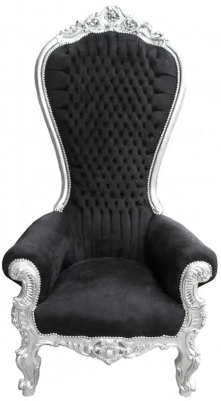 Casa Padrino Barock Thron Sessel Majestic Mod2 Schwarz/Silber - Riesensessel -Thron Stuhl Tron Sofort Bestellen