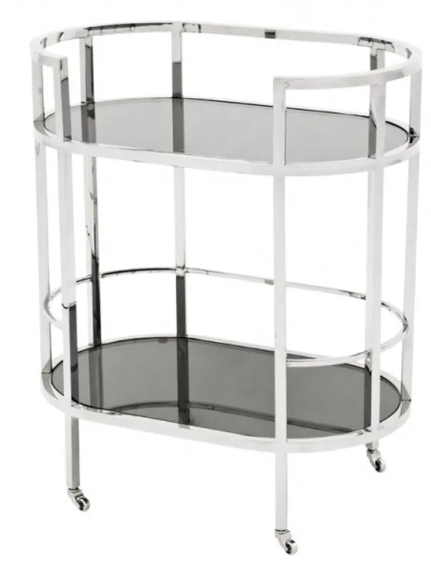 Jetzt Bestellen Casa Padrino Luxus Bar Trolley Servierwagen aus Edelstahl und Glas 70 x 43 x H. 81 cm - Luxus Hotel & Restaurant Einrichtung Möbel