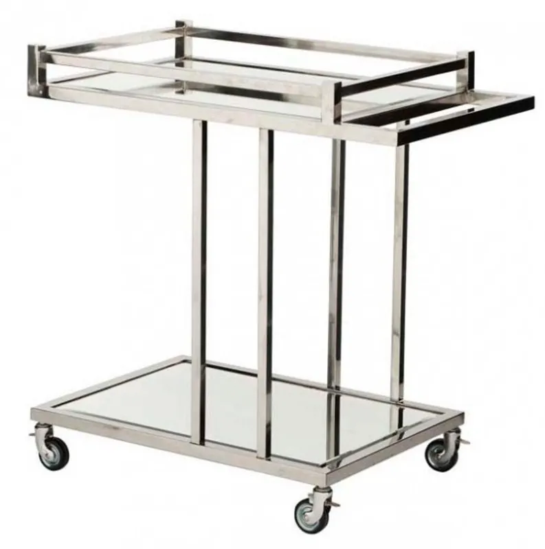 Casa Padrino Luxus Bar Trolley Servierwagen aus Edelstahl und Glas 78 x 46 x H. 79 cm - Luxus Hotel & Restaurant Einrichtung Möbel Jetzt Bestellen