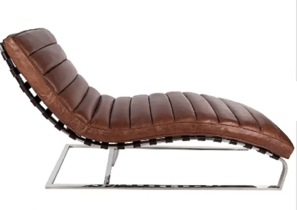 Geprüft Casa Padrino Luxus Echtleder Vintage Oviedo Liege / Sessel Braun - Leder Sessel Art Deco Lounge Relax Sessel