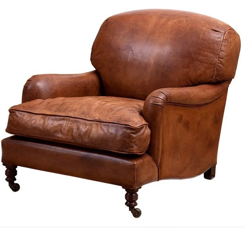 Chesterfield Luxus Echt Leder Ohrensessel Vintage Leder Cigar Braun von Casa Padrino - Club Sessel Direktkauf