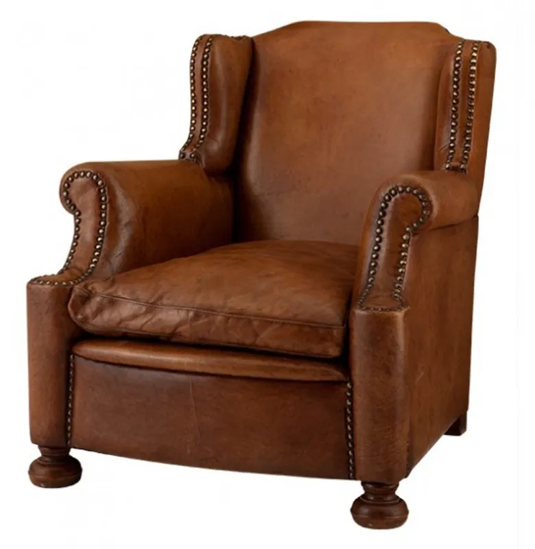 Neue Kollektion Chesterfield Luxus Echt Leder Ohrensessel Harvard Vintage Leder Braun von Casa Padrino - Club Sessel