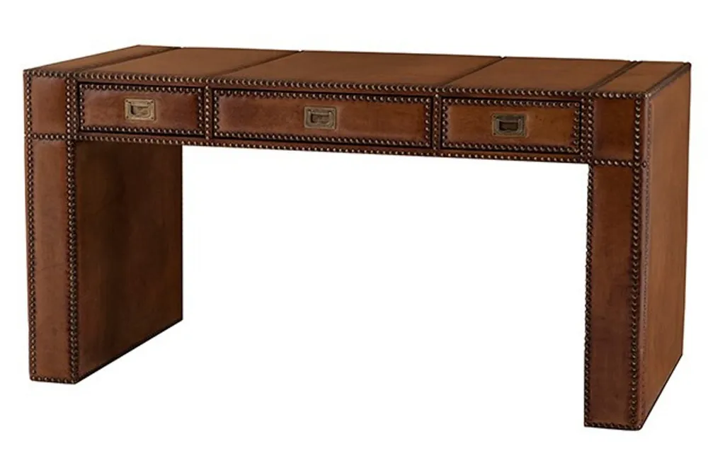 Casa Padrino Luxus Leder Schreibtisch / Sekretär Braun B150 x T72 x H78 cm Jetzt Bestellen