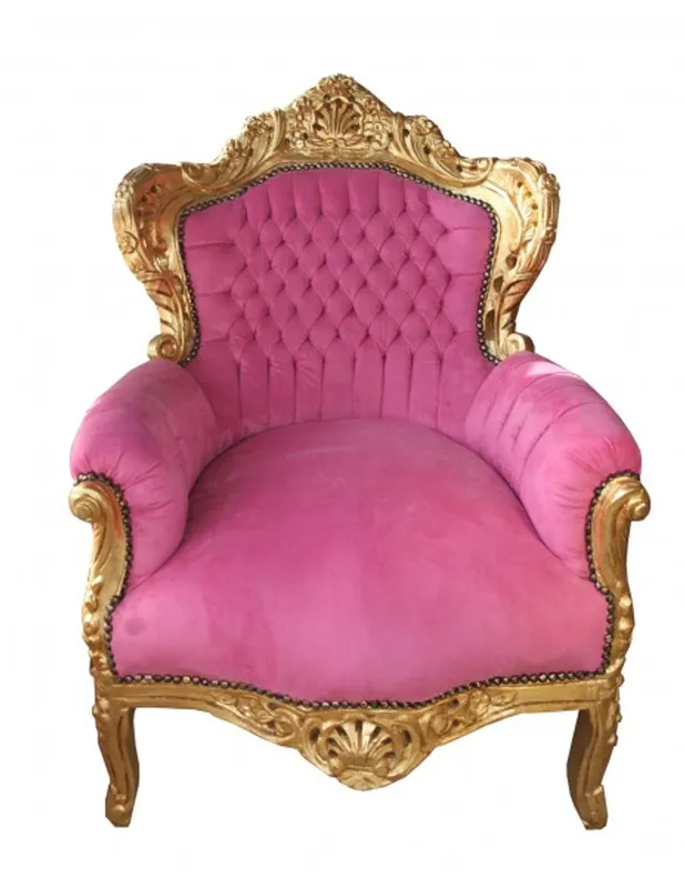 Heißes Angebot Casa Padrino Barock Sessel "King" Pink /Gold- Antik Stil