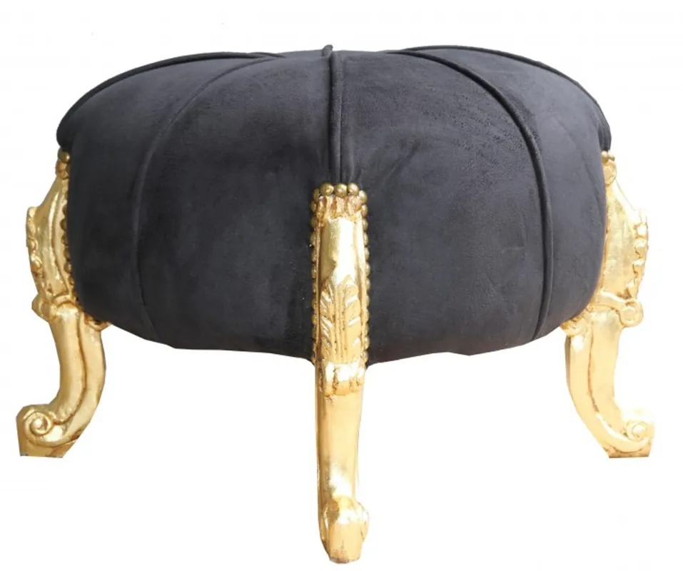 Casa Padrino Barock Sitzhocker - Rundhocker- Schwarz / Gold - Barock Möbel Heißes Angebot