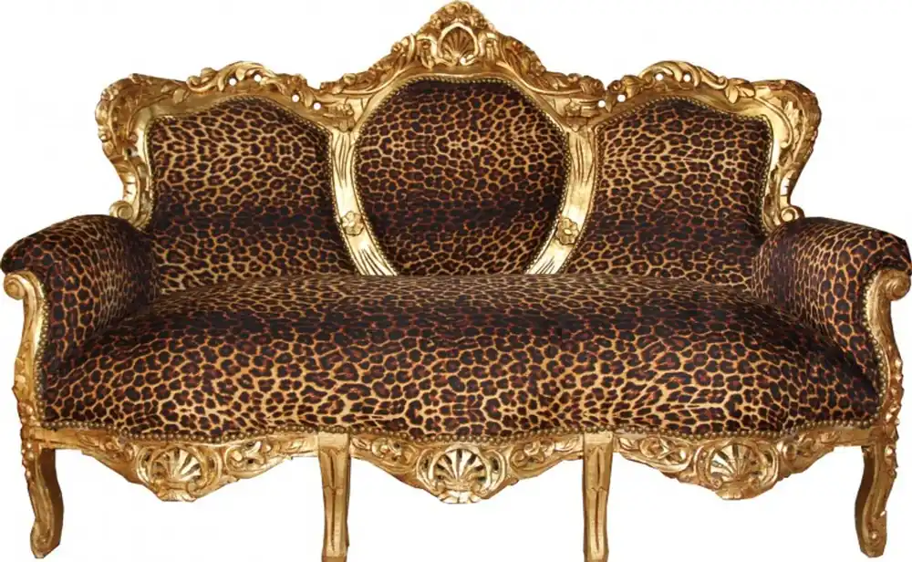 Neue Kollektion Casa Padrino Barock 3er Sofa "King" Leopard/Gold - Antik Möbel