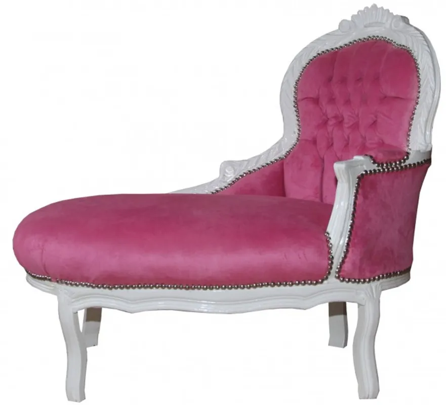 Casa Padrino Barock Kinder Chaiselongue Rosa/ Weiß - Barock Kinder Möbel Schneller Versand